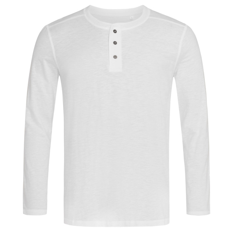 Stedman T-shirt Henley Shawn LS for him STE9460 White XL