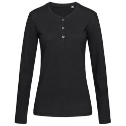 Stedman T-shirt Henley Sharon LS for her STE9580 Black Opal L