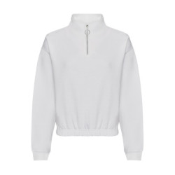 Womens cropped 1/4-zip sweat JH037 Arctic White 2XS