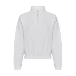 Womens cropped 1/4-zip sweat JH037 Arctic White S