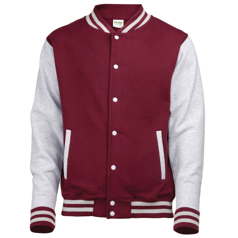 Varsity jacket JH043 Burgundy/Heather Grey 3XL