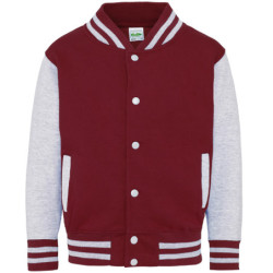 Kids varsity jacket JH43J Burgundy/Heather Grey 34