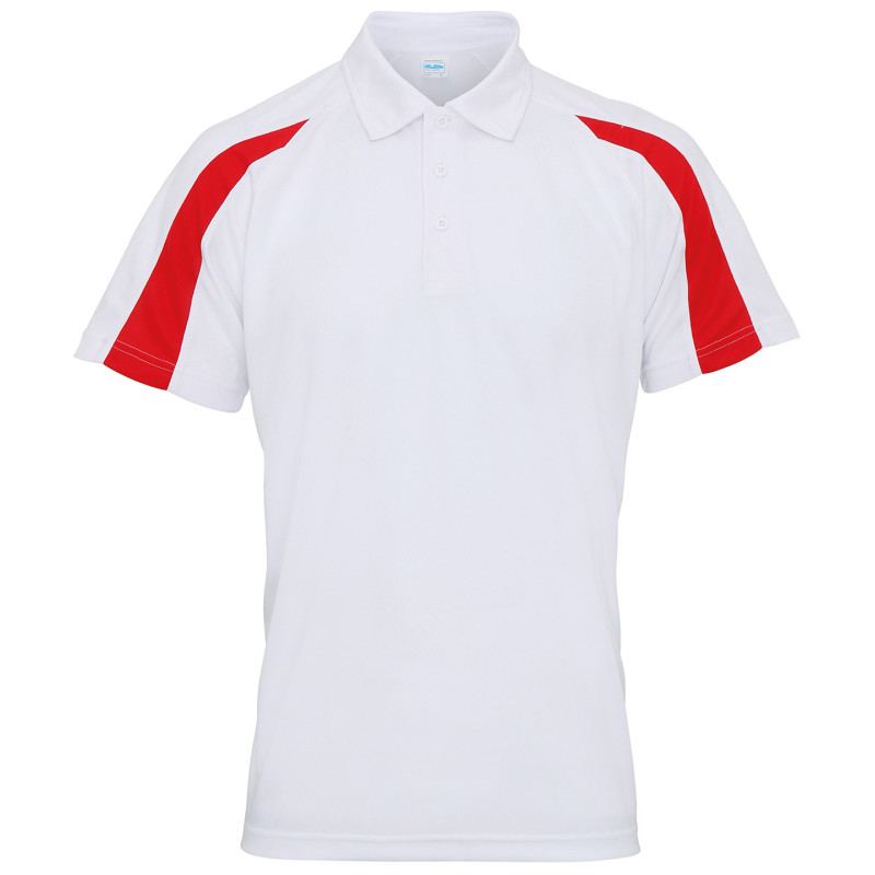 Contrast cool polo JC043 Arctic White/Fire Red M