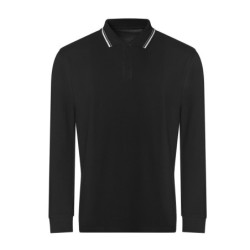 Long sleeve tipped 100 polo JP103 Deep Black/White S