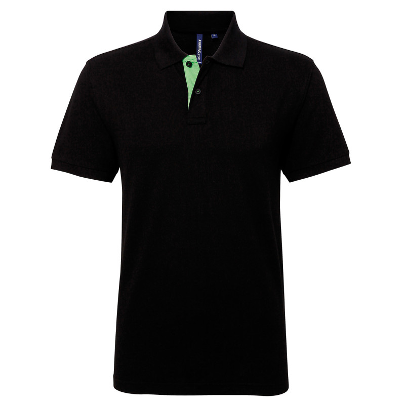 Men's classic fit contrast polo AQ012 Black/Lime L