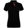 Women's contrast polo AQ022 Black/Orange 2XL