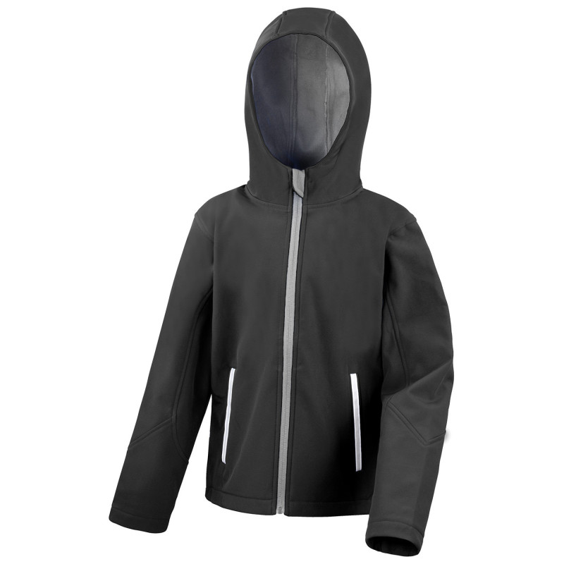 Core junior TX performance hooded softshell jacket R224J Black/Grey XS