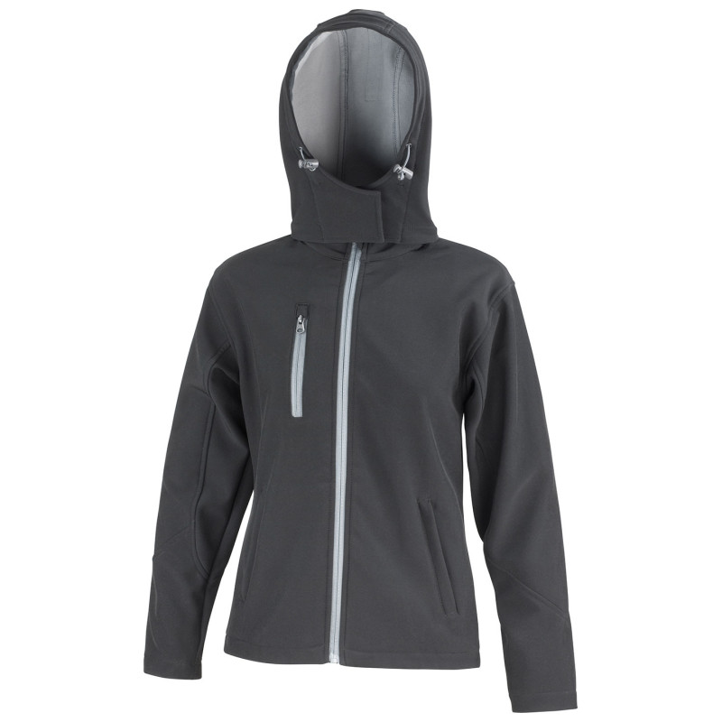 Women's Core TX performance hooded softshell jacket R230F Black/Grey 2XL