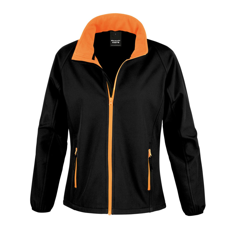 Women's Core printable softshell jacket R231F Black/Orange XS