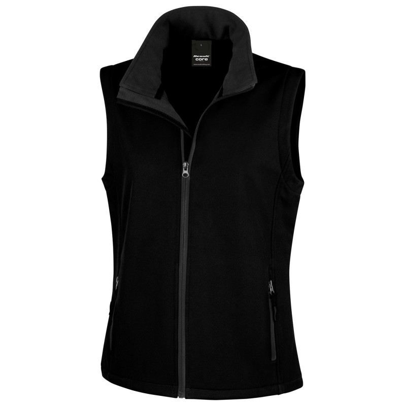 Women's printable softshell bodywarmer R232F Black/Black XS