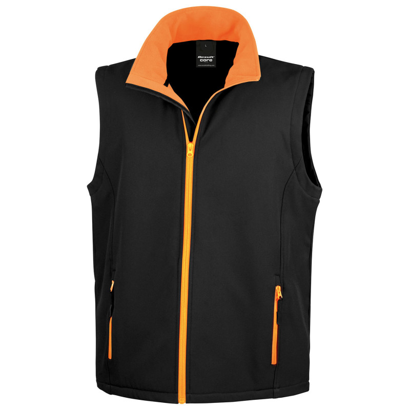 Printable softshell bodywarmer R232M Black/Orange S