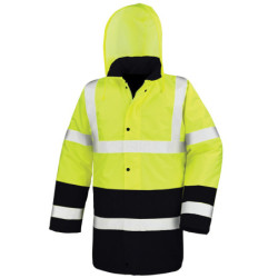 Motorway two-tone safety coat R452X Fluorescent Yellow/Black S