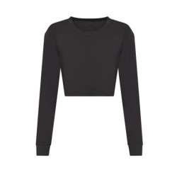 Women's long sleeve cropped T JT016 Heather Black XS