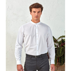Banded collar grandad long sleeve shirt