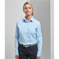 Women's stretch fit cotton poplin long sleeve blouse