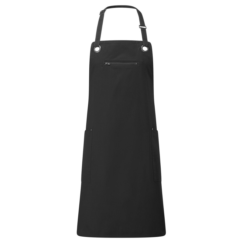 Barley' contrast stitch sustainable bib apron PR121 Black/Charcoal One Size