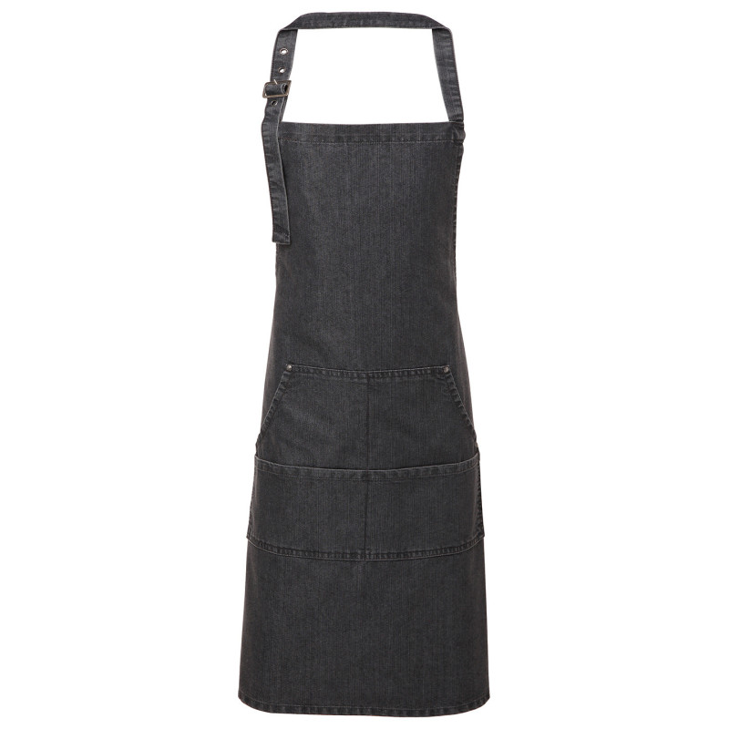 Jeans stitch bib apron PR126 Black Denim One Size
