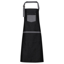 Domain contrast denim bib apron PR127 Black Denim One Size