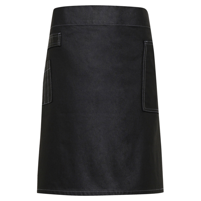 Division waxed-look denim waist apron PR135 Black Denim One Size