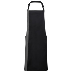 Contrast bib apron PR162 Black/Dark Grey One Size