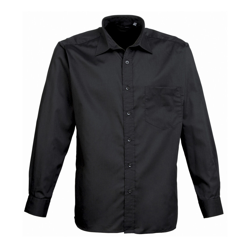 Long sleeve poplin shirt PR200 Black* 14.5