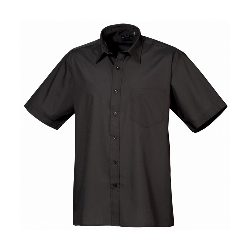 Short sleeve poplin shirt PR202 Black* 15.5