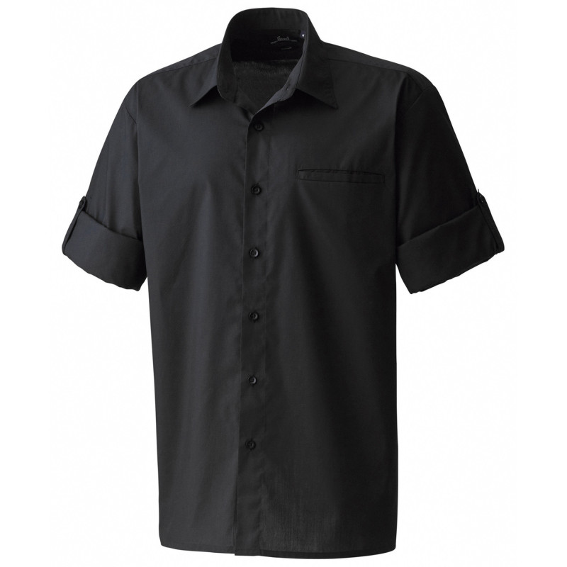 Roll sleeve poplin shirt PR206 Black S