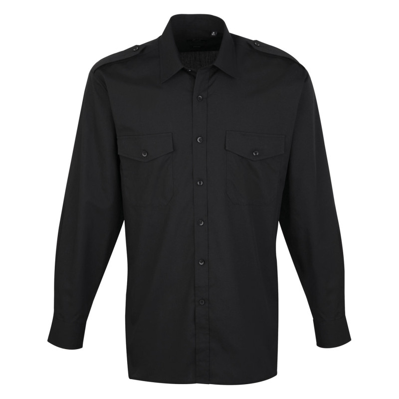 Long sleeve pilot shirt PR210 Black 14.5