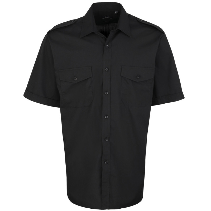 Short sleeve pilot shirt PR212 Black 14.5