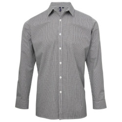 Microcheck (Gingham) long sleeve cotton shirt PR220 Black/White M