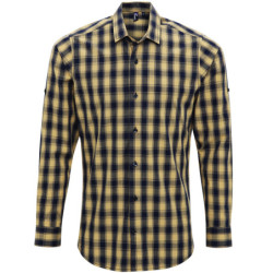 Mulligan check cotton long sleeve shirt PR250 Camel/Navy S