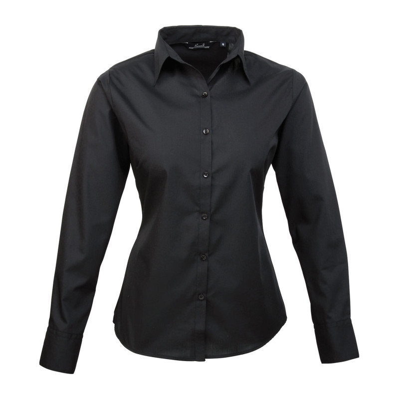 Women's poplin long sleeve blouse PR300 Black* 6