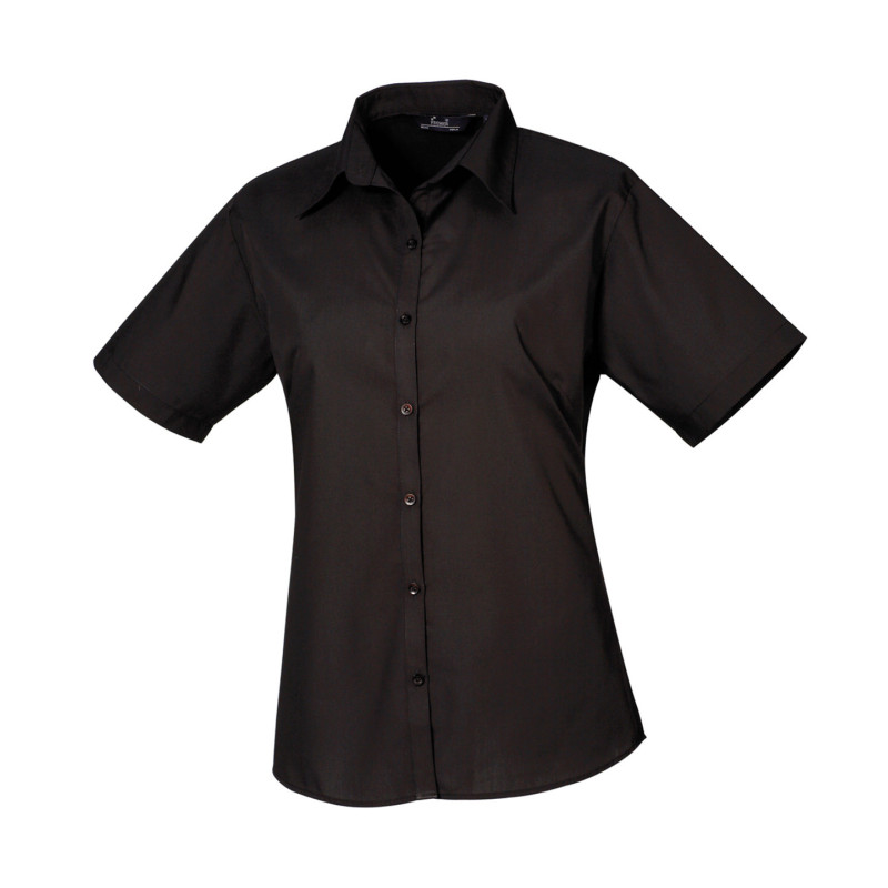 Women's short sleeve poplin blouse PR302 Black* 16