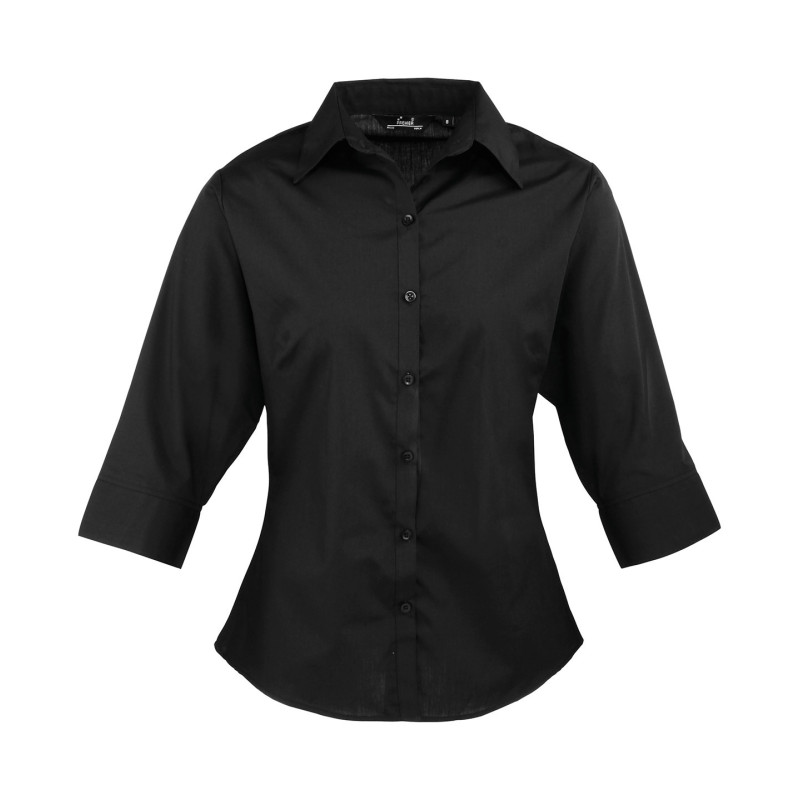 Women's � sleeve poplin blouse PR305 Black* 6