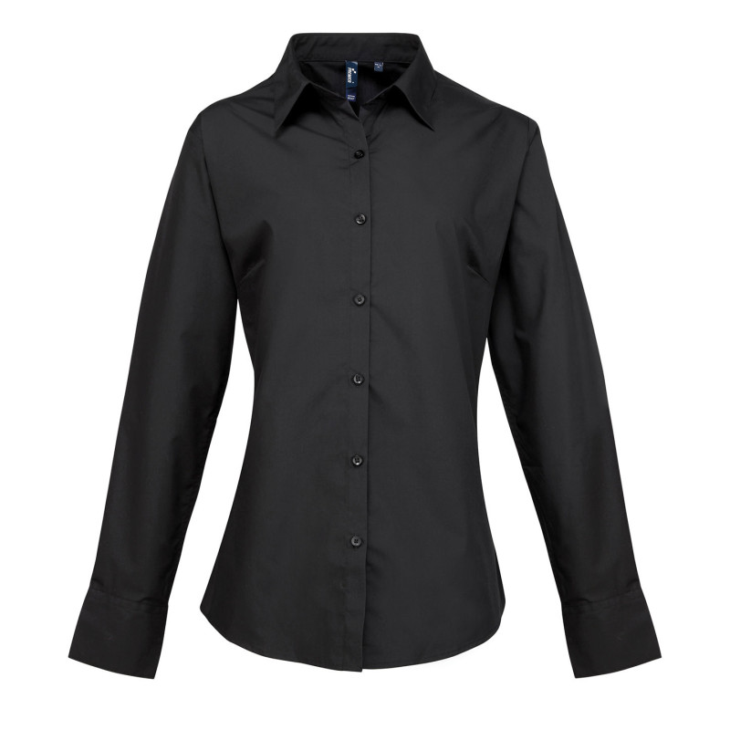 Women's supreme poplin long sleeve shirt PR307 Black 8
