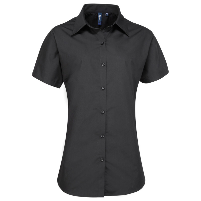 Women's supreme poplin short sleeve shirt PR309 Black 8
