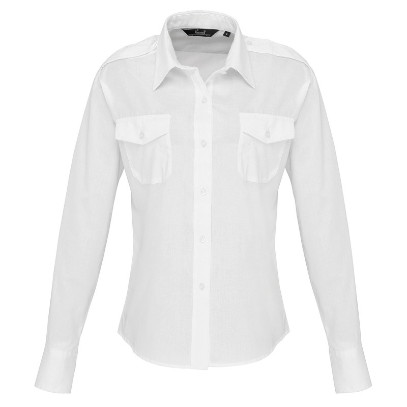 Women's long sleeve pilot shirt PR310 White 8