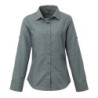 Women's poplin cross-dye roll sleeve shirt PR317 Grey Denim 3XL