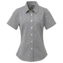 Women's Microcheck (Gingham) short sleeve cotton shirt PR321 Black/White M