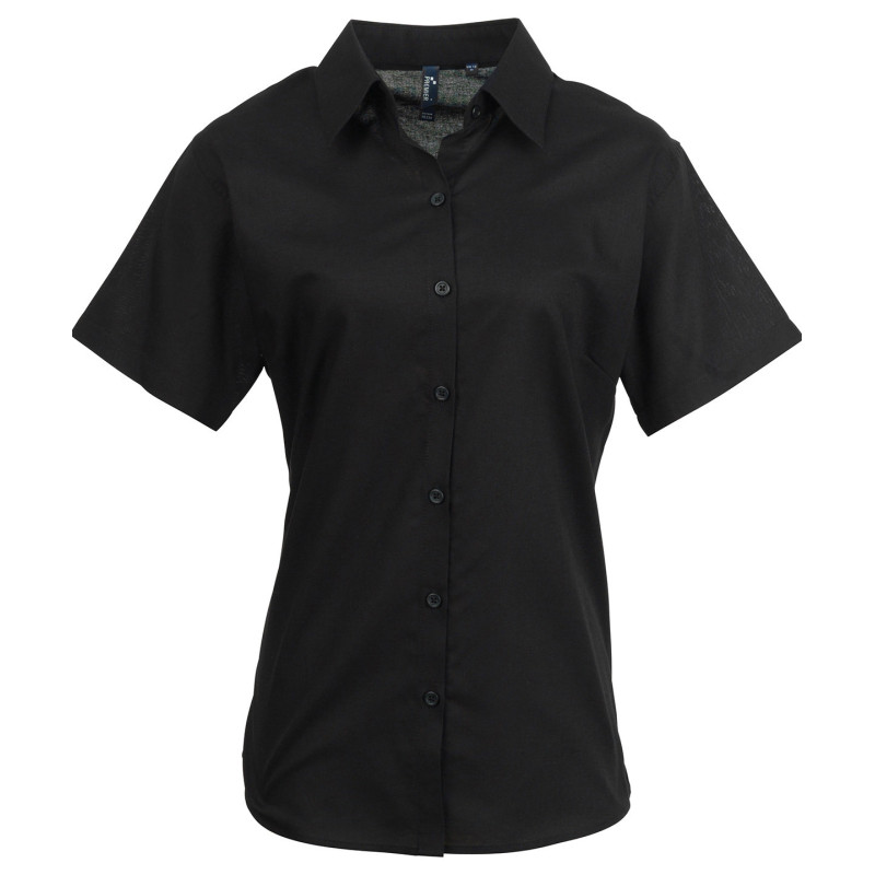 Women's signature Oxford short sleeve shirt PR336 Black 8