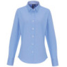 Women's cotton-rich Oxford stripes blouse PR338 Oxford Blue XS