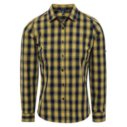 Women's Mulligan check cotton long sleeve shirt PR350 Camel/Navy S