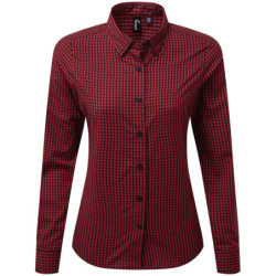 Women's Maxton check long sleeve shirt PR352 Black/Red XS