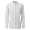 Women's banded collar 'grandad' shirt PR358 White XS