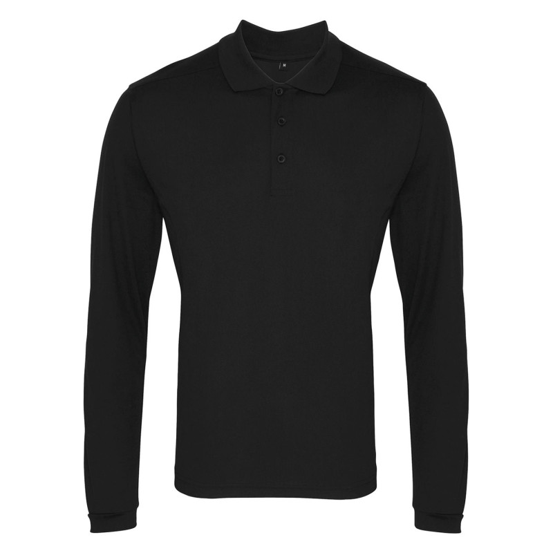 Long sleeve Coolchecker� piqu� polo PR617 Black M
