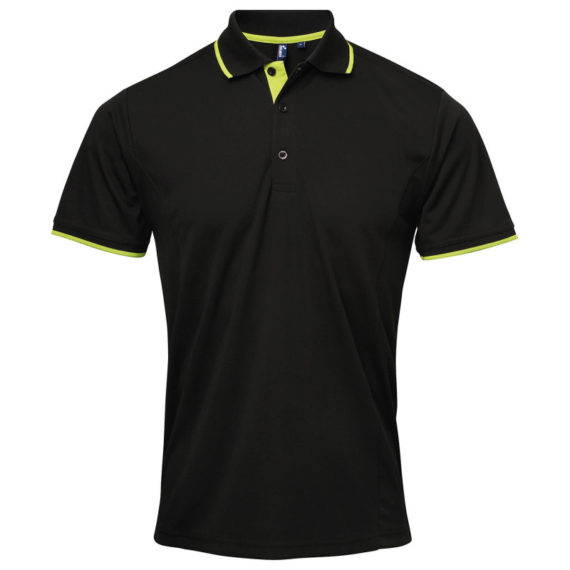 Contrast Coolchecker� polo PR618 Black/Lime L