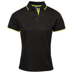 Women's contrast Coolchecker� polo PR619 Black/Lime S
