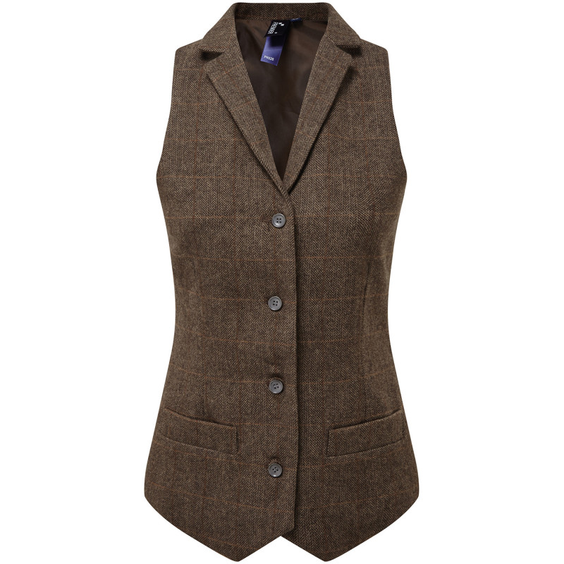 Women's herringbone waistcoat PR626 Brown Check XS
