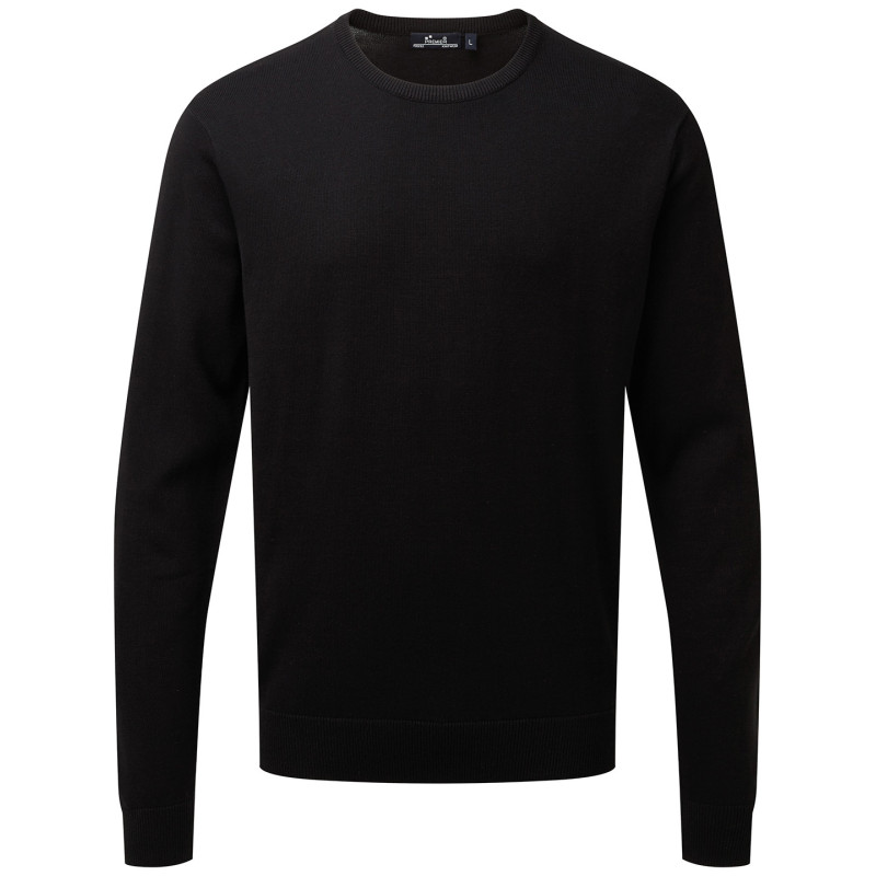 Crew neck cotton-rich knitted sweater PR692 Black XS