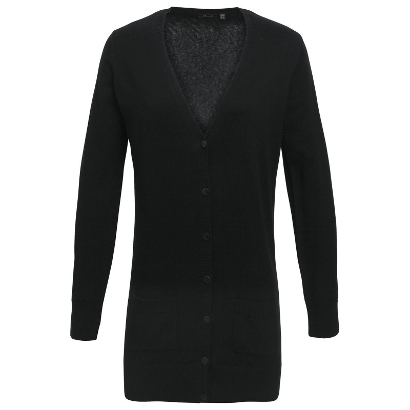 Women's longline knitted cardigan PR698 Black 8